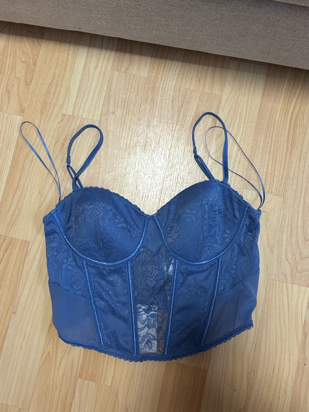 Blue Corset Lace Bustier Crop Top